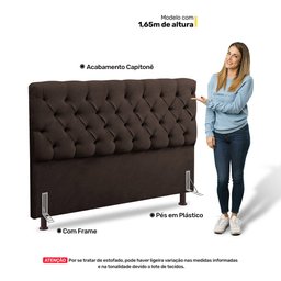 Cabeceira Cama Box Casal Lylla 140cm Capitonê com Frame Suede Marrom - Desk Design - 3