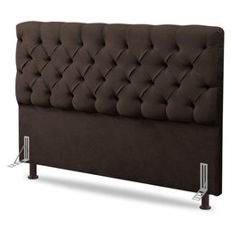 Cabeceira Cama Box Casal Lylla 140cm Capitonê com Frame Suede Marrom - Desk Design - 1