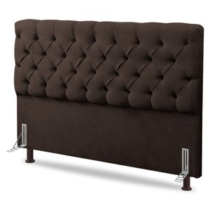 Cabeceira Cama Box Casal Lylla 140cm Capitonê com Frame Suede Marrom - Desk Design