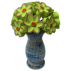 Vaso Buquê de Flores de Madeira:Verde
