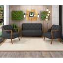 Ver imagem 2 de Kit Namoradeira 135cm e 2 Poltronas Decorativas Capitonê Lapa M22 PU Preto - Mpozenato