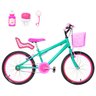 Bicicleta Infantil Feminina Aro 20 Alumínio Colorido + Kit Passeio e Cadeirinha FlexBikes Verde Água - 6