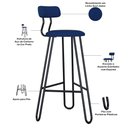 Ver imagem 3 de Kit 03 Banqueta Alta Bar Cozinha Sala de Jantar Áris C01 Preto Linho Azul Jeans - Lyam Decor