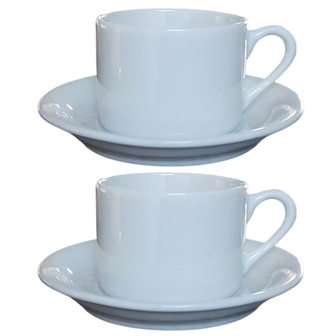 Jogo 2 Xícaras Café Chá C/ Pires - 170ml Base Reta-porcelana