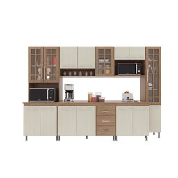 Cozinha Modulada Completa Fidelitá Paris 6 Peças 295cm 15 Portas 3 Gavetas com Tampo - 3