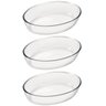 Conjunto 3 Formas Assadeiras Pequenas de Vidro Temperado Oval 1,6L Marinex Transparentes - 1