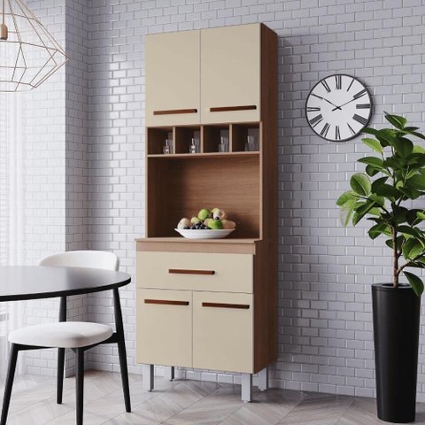 Armario Savana Off White 4 Portas 1 Gaveta MDP 60cm Mais de Casa