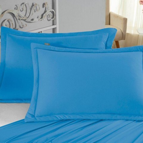 Porta Travesseiro Matelado Nobre 2 Peças Malha 100% Algodão - Turquesa