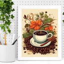 Ver imagem 2 de Quadro Arte Xícara de Café com Flores 45x34cm:moldura Branca