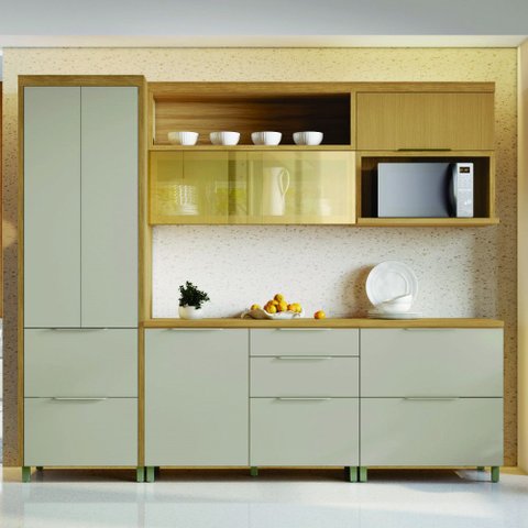 Cozinha 5 Peças Marquesa Vidro Micro-Ondas Nature-Greige