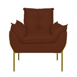 Kit 2 Poltronas Luxo Base Reforçada Metal Dourado Cor:terracota - 5