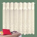 Ver imagem 1 de Cortina de Renda - Quarto e Sala - Tulipas - Bege - 4,00M x 2,60M - para Varão - Cortilester