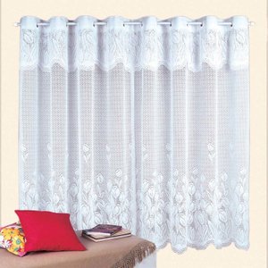 Cortina de Renda - Quarto e Sala - Tulipas - Branco - 3,00M x 1,80M - para Varão - Cortilester