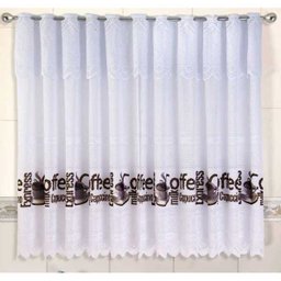 Cortina de Renda - Copa e Cozinha - Bartolini - Coffee - 2,20M x 1,20M - para Varão - Cortilester - 1
