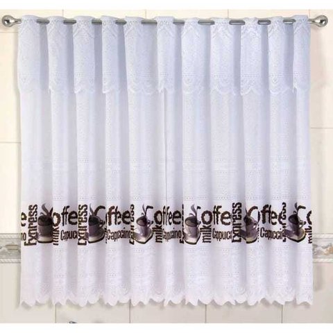 Cortina de Renda - Copa e Cozinha - Bartolini - Coffee - 2,20M x 1,20M - para Varão - Cortilester