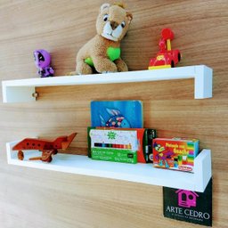 Kit 2 Prateleiras Reta Modelo U Para Cozinha Nicho Mdf Organizador de Temoeros Potes 55 cm - 3