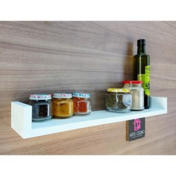 Kit 2 Prateleiras Reta Modelo U Para Cozinha Nicho Mdf Organizador de Temoeros Potes 55 cm - 2