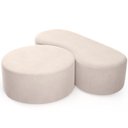 Ver imagem 3 de Kit Puff Redondo Lola e Puff Recamier Orgânico Orbit W01 Suede Bege - Lyam Decor