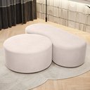 Ver imagem 1 de Kit Puff Redondo Lola e Puff Recamier Orgânico Orbit W01 Suede Bege - Lyam Decor