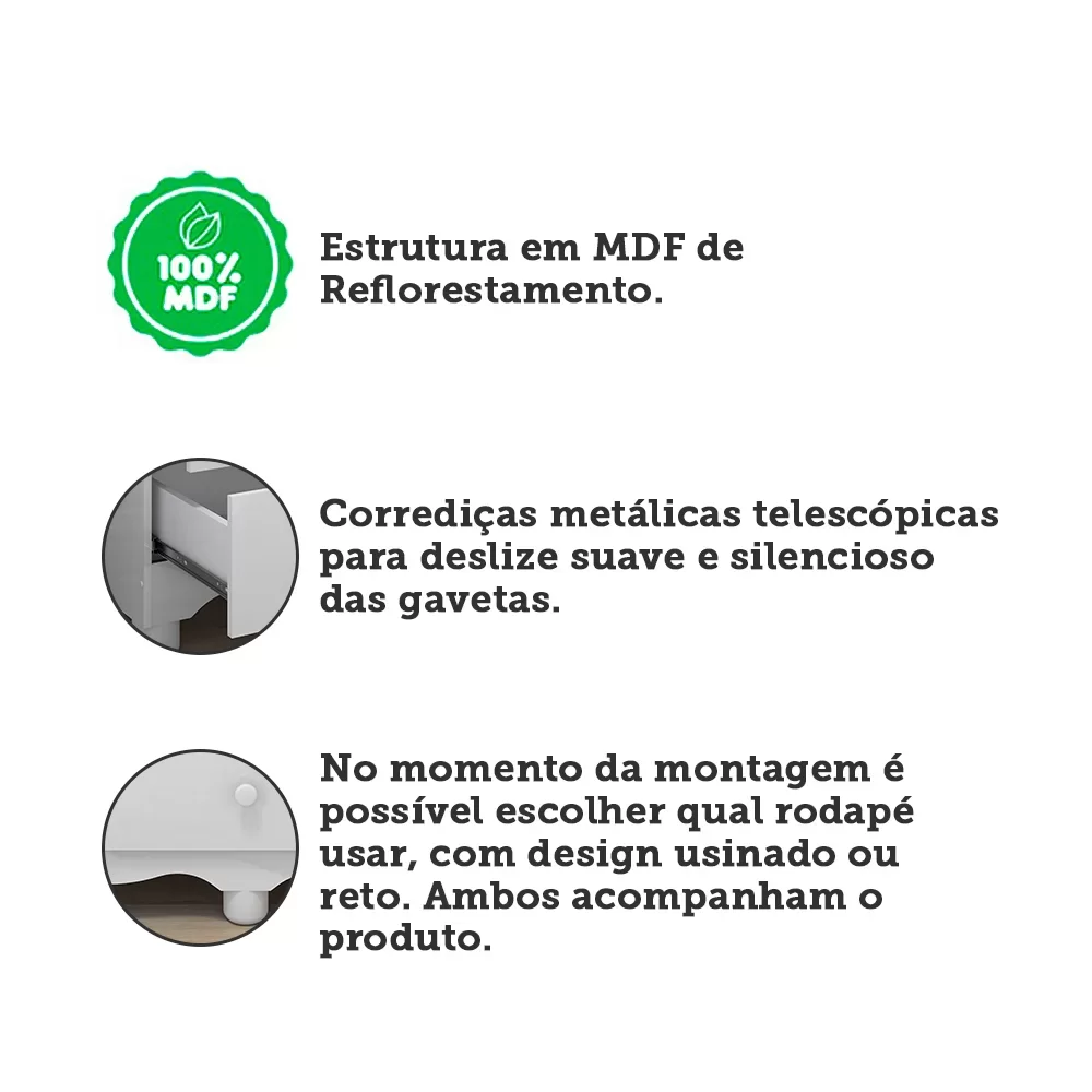 Cômoda Infantil 4 Gavetas 100% MDF Mimo Espresso Móveis - 11