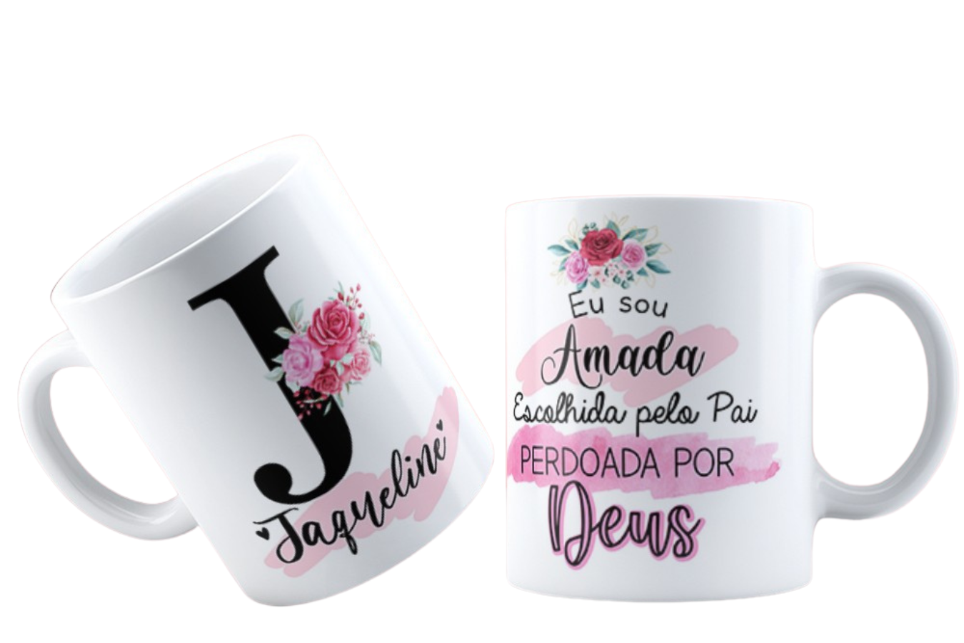 Canecas de Porcelana Personalizadas Alfabeto Evangelico Letra J