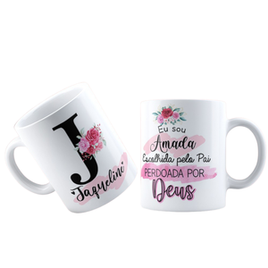 Canecas de Porcelana Personalizadas Alfabeto Evangelico Letra J