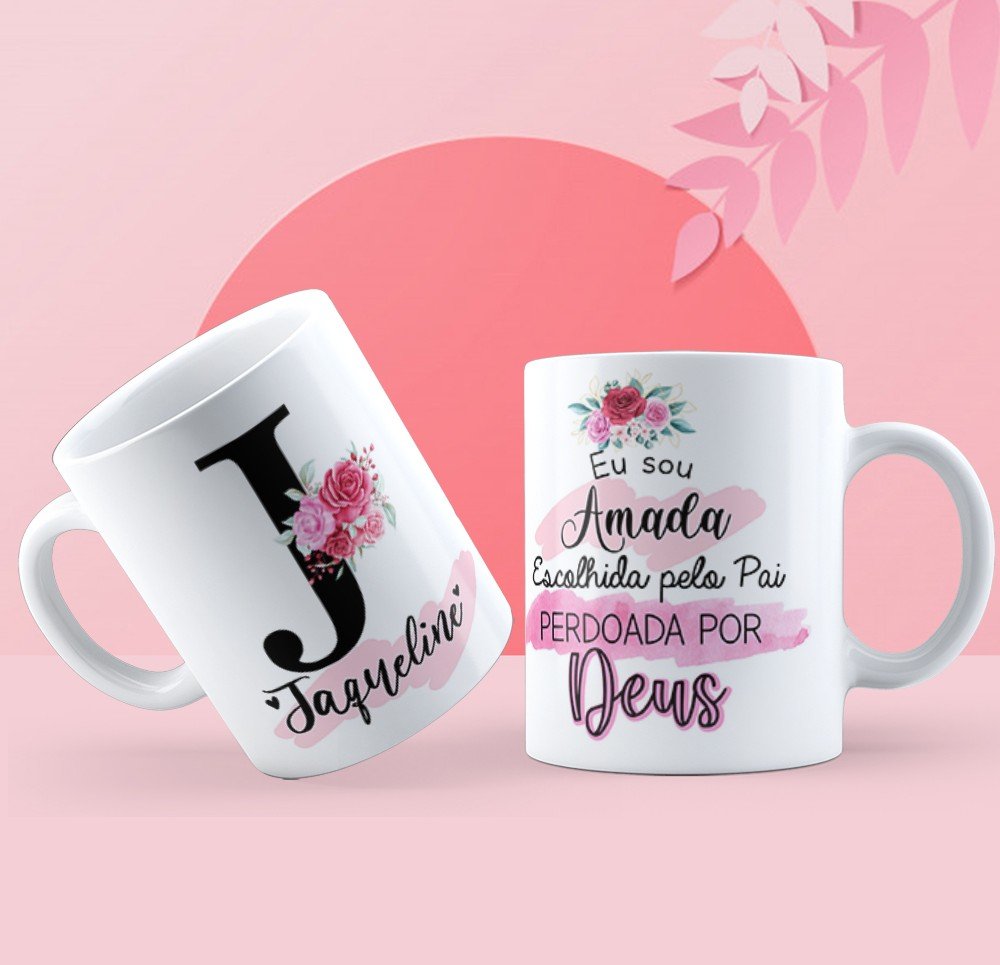 Canecas de Porcelana Personalizadas Alfabeto Evangelico Letra J - 2