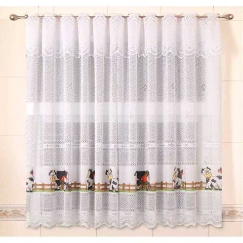 Cortina de Renda - Copa e Cozinha - Bartolini - Vaquinha - 2,20M x 1,50M - para Varão - Cortilester