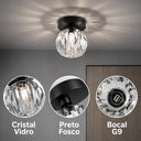 Ver imagem 6 de Lustre Plafon Teto 13cm Cristal Vidro Flowers Metal Preto Led G9 Gimpo Kjgd-021-black
