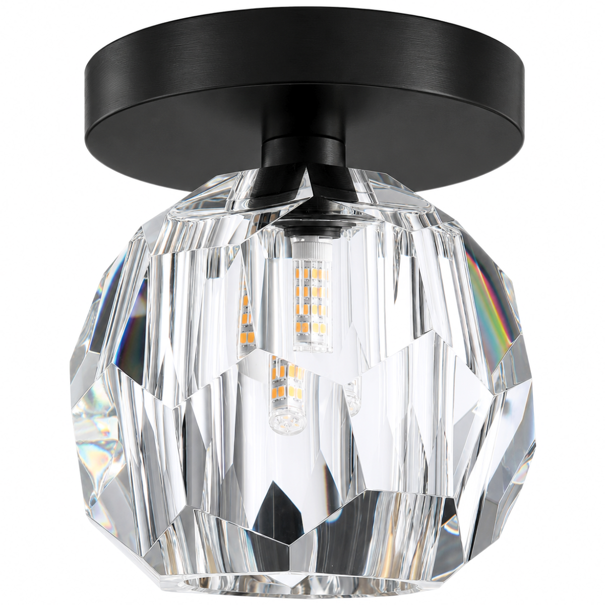 Lustre Plafon Teto 13cm Cristal Vidro Flowers Metal Preto Led G9 Gimpo Kjgd-021-black