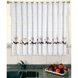 Cortina de Renda - Copa e Cozinha - Bartolini - Galinha Angola - 2,20M x 1,50M - para Varão - - 1