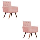 Ver imagem 1 de Kit 2 Poltronas Decorativa Nina Capitonê Suede Rose - Dominic Decor