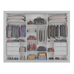 Guarda Roupa York Casal com Espelho 3 Portas 6 Gavetas Europa Cor Branco - 2