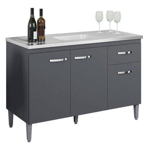 Balcão de Pia Gabriela 120 Cm Cinza Fosco - Ajl