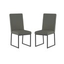 Ver imagem 1 de Kit 2 Cadeiras Estofadas Base de Ferro Preto para Mesa Jantar Cinza