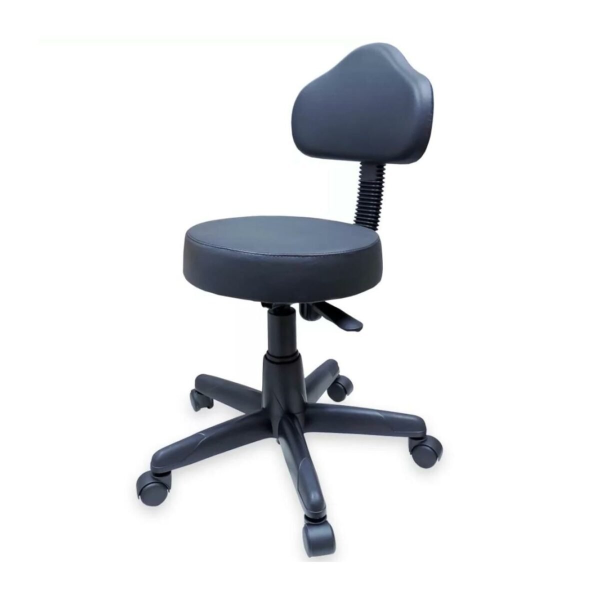 Cadeira Mocho com Encosto – Corino Preto – MARTIFLEX - 2