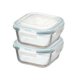 Kit Potes De Vidro Herméticos 2 Peças Quadrado 310ml - 1