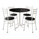 Ver imagem 1 de Mesa de Jantar Redonda 80cm Preta com 4 Cadeiras Estofada Branca