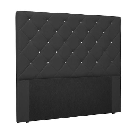 Cabeceira Casal Dora para Cama Box 140cm Estofada em Corino Preto Loja Sheep