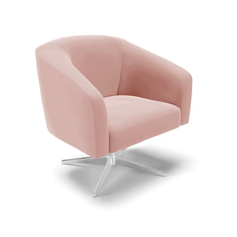 Poltrona Giratória Stella Veludo Base Cromada - D’Rossi - Rose