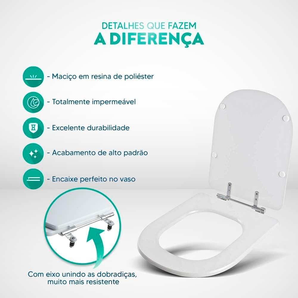Assento Sanitário Poliester Lille Decorado Golfinho e Conchas para Vaso Sensea - 4
