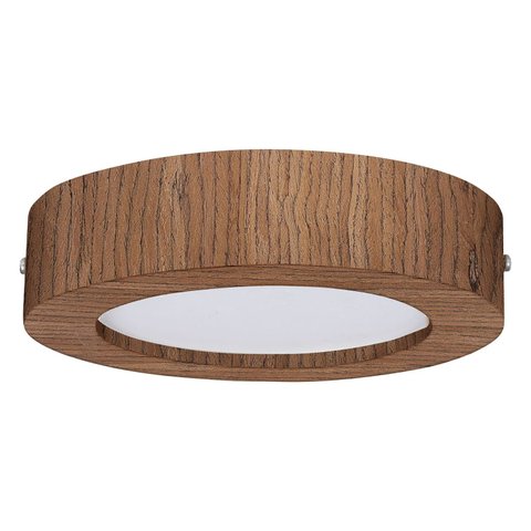 Plafon Wood Madeira Redondo Led 18w Bivolt Imbuia:6500k Branco Frio