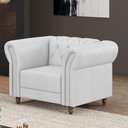 Ver imagem 1 de Poltrona Decorativa Stanford Chesterfield Pés de Madeira Couro Branco G58 Gran Belo