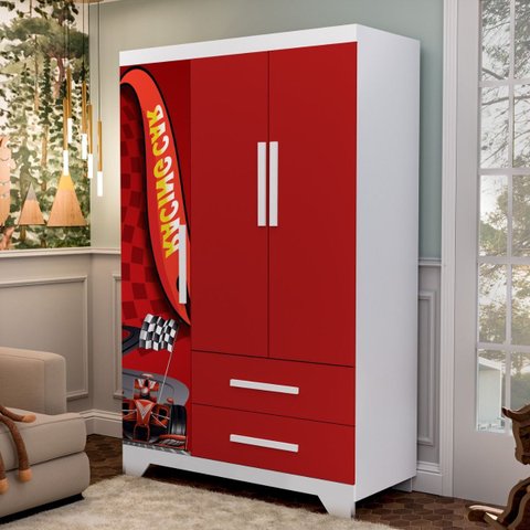 Guarda Roupa Infantil Carro Compacto Mdf Alta Qualidade:vermelho