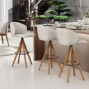 Ver imagem 2 de Kit 03 Banquetas Alta Bar Cozinha Sala de Jantar Bar Mia L02 Linho Cru - Lyam Decor