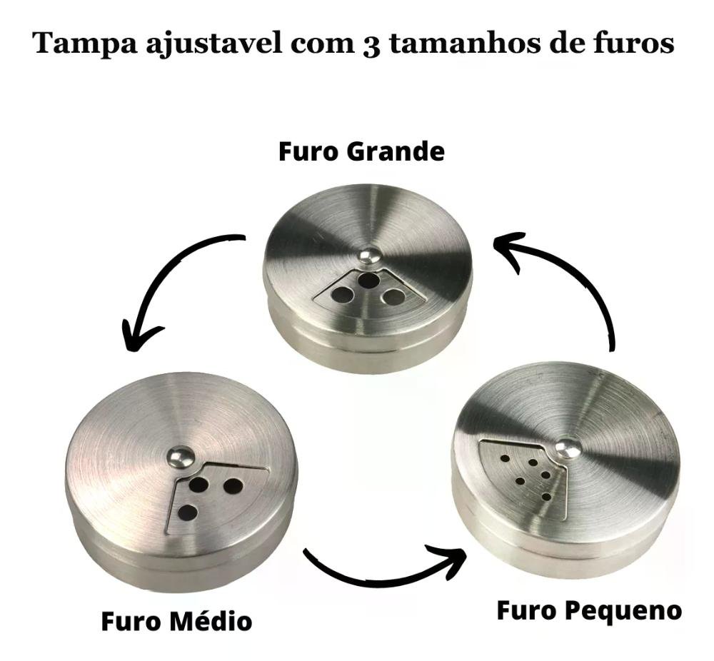 Cj 6 Porta Condimentos e Temperos em Aço e Vidro 100ml Mek - 5