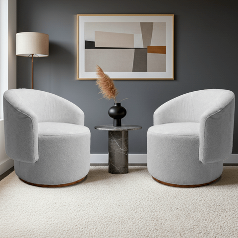 Kit 02 Poltrona Decorativa Orgânica Espanha para Sala Bouclê:cinza Claro