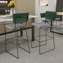 Ver imagem 2 de Kit 04 Banquetas Altas Bar Sala de Jantar Fixa Allana L02 Facto Verde Musgo Linho Cinza - Lyam