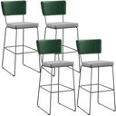 Ver imagem 1 de Kit 04 Banquetas Altas Bar Sala de Jantar Fixa Allana L02 Facto Verde Musgo Linho Cinza - Lyam