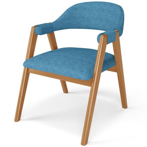 Cadeira de Jantar e Estar Living Estofada Nadja L02 Linho Azul - Lyam Decor